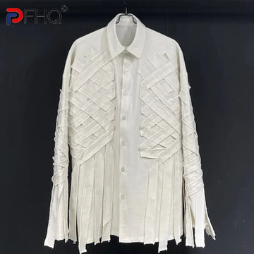 PFHQ Long Sleeved Non Ironing Solid Color Men's Shirts Haute Quality Turn-down Collar Loose Casual Button Tops Summer 21Z4309