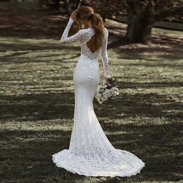 Exquisite Luxury Women Wedding Dresses Sexy Lace Appliques Mermaid Bridal Gowns Long Sleeves Backless Engagement Ball Robes 2024