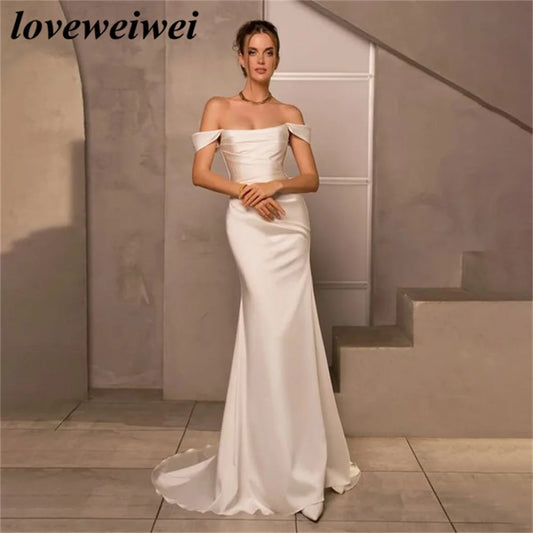 Off The Shoulder Charming Wedding Dress Elegant Soft Stain Wedding Gown Strapless Bridal Dress Sexy Bridal Gown vestido novia