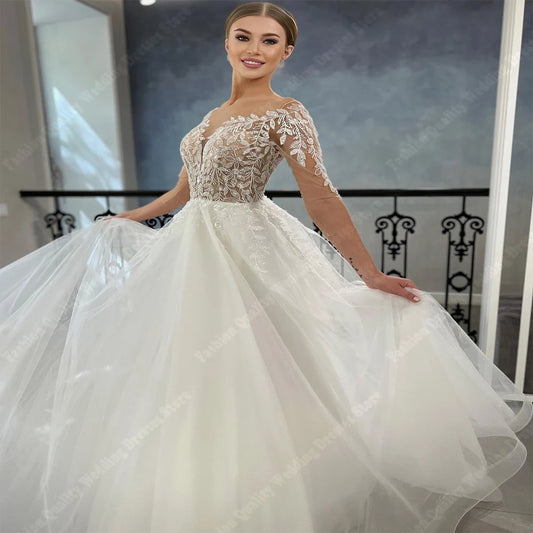 Off The Shoulder Women Wedding Dresses Sexy V-Neck A-Line Bridal Gowns Elegant Engagement Party Ball Princess Vestidos De Novias