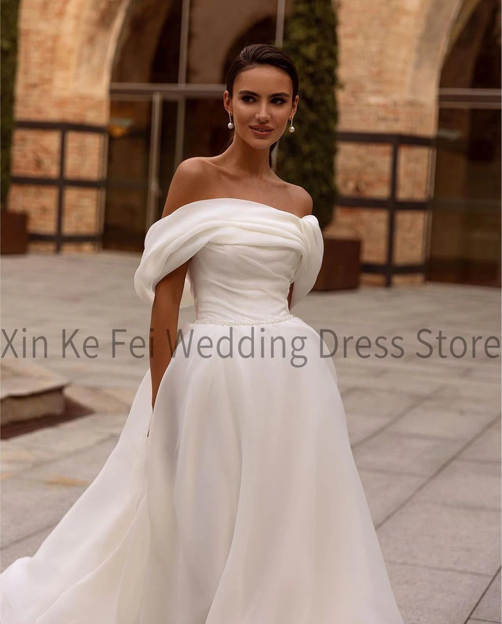 Elegant Wedding Dresses 2024 Off The Shoulder A-Line Pleated Women Bridal Gowns Princess Bride Dress Robe De Mariée Vestidos