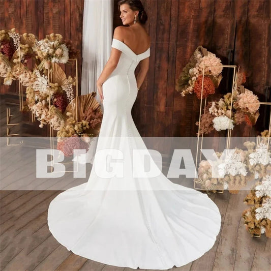 Elegant Mermaid Wedding Dress Women 2024 Open Back Off The Shoulder Sweetheart Simple Bridal Gown Sweep Train Vestidos De Noiva