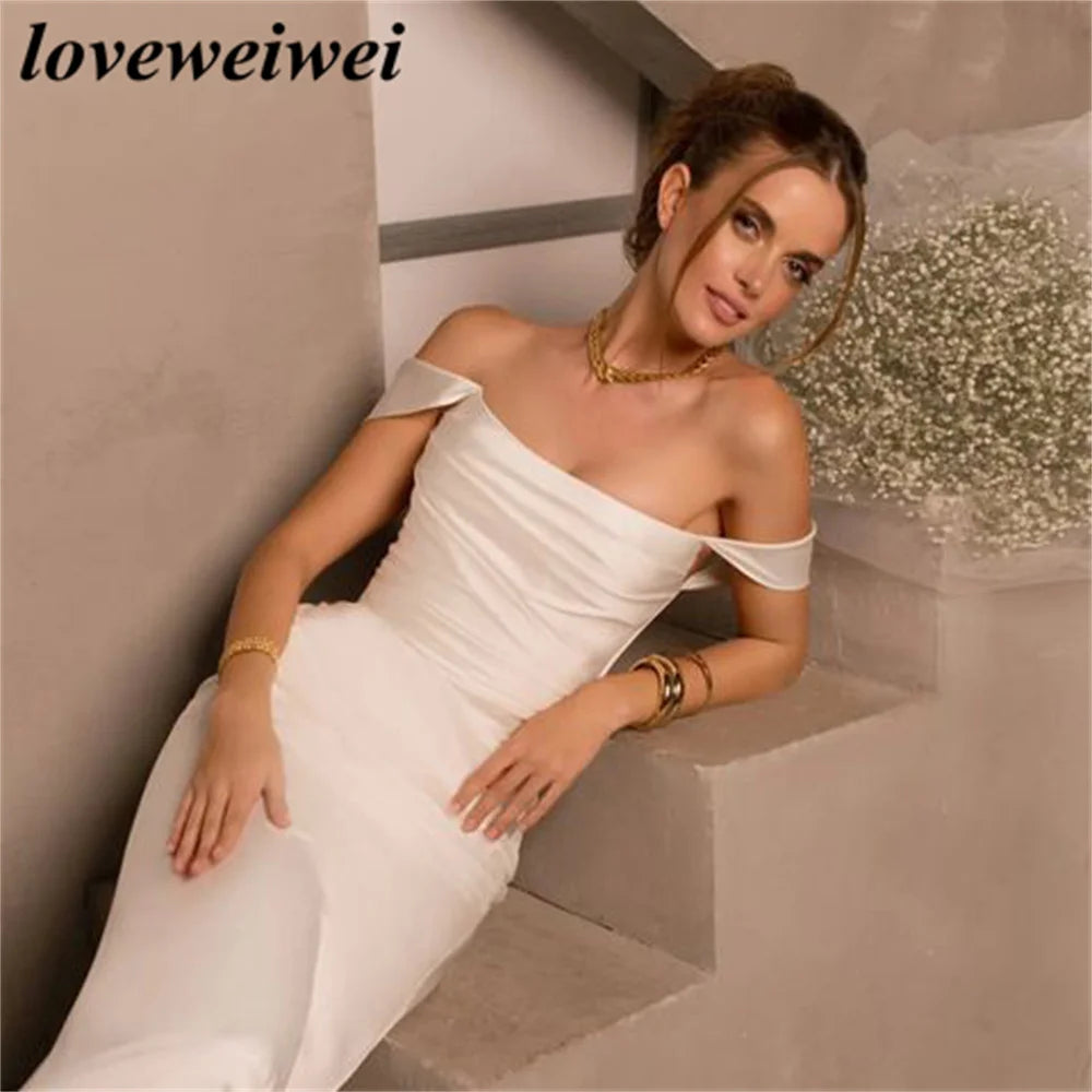 Off The Shoulder Charming Wedding Dress Elegant Soft Stain Wedding Gown Strapless Bridal Dress Sexy Bridal Gown vestido novia