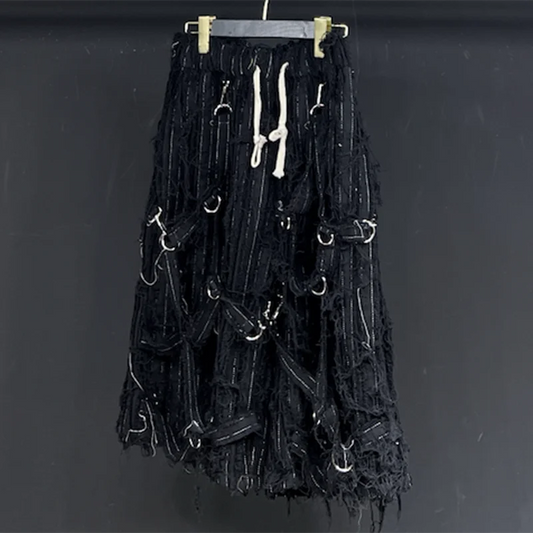 PFHQ Men's Rough Edge Denim Shorts Summer 2024 New Tide Elastic Waist Floating Rope Darkwear Advanced Personality Design 21Z5020