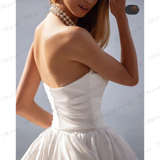 Simple Elegant Wedding Dresses For Women Gorgeous Satin Mermaid Off Shoulder Sleeveless Sexy Backless Mopping New Bridal Gowns