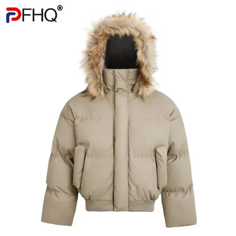 PFHQ Men's Padded Jackets Winter New Fur Collar Hooded Detachable Hat Menswear Thickened Solid Color Casual Male Clothing 9C8833