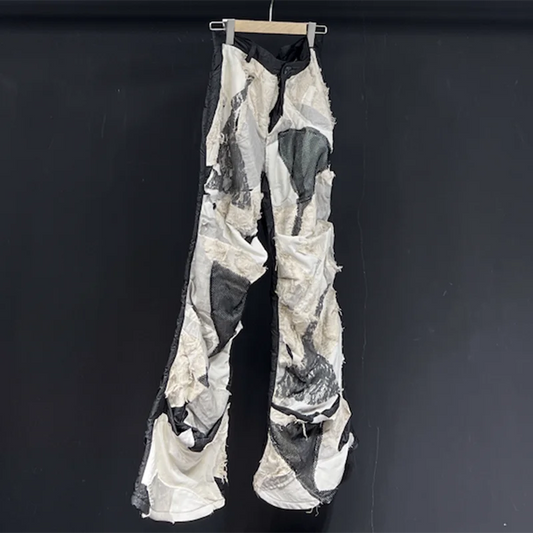 PFHQ Men's Hole Tie Dye Summer Pants Streetwear Straight Splice Random Personality Loose Sports Male Worn Out Trousers 21Z4836