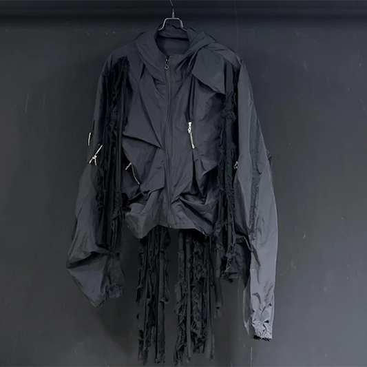 PFHQ Men's Design Short Tassel Sunscreen Jacket 2024 New Summer Solid Color Long Sleeve Darkwear Male Tops Fashion 21Z5001