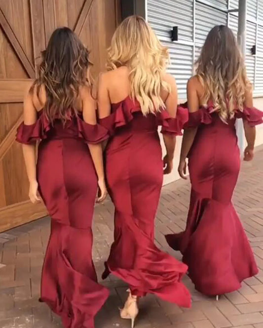 Women's bridesmaid dress 2024 sisters group sexy wrap hip wave skirt tail V-neck backless sleeveless formal wedding party dress