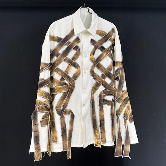 PFHQ Linen New Print Patchwork Men's Shirts Chic Long Sleeve Twisted Lapel Tie Dye Male Single Breasted Cool Tops Summer 21Z4279
