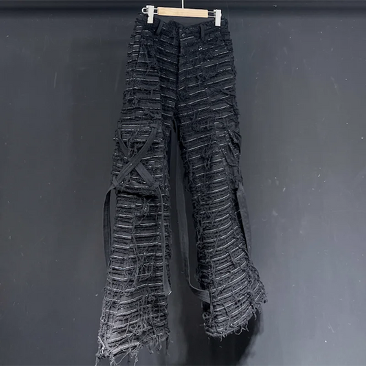 PFHQ Men's Darkwear Worn Out Flared Jeans Motorcycle Wearproof Haute Quality Straight Loose Thick Denim Trousers Autumn 21Z3233