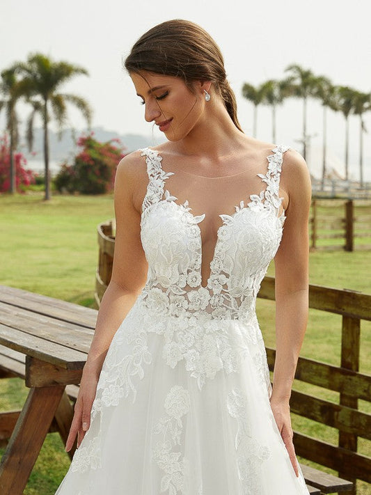 Wedding Dresses Lace Applique Sweep Train Sweetheart Neckline Bridal Gowns Corset Back Vestidos De Novia