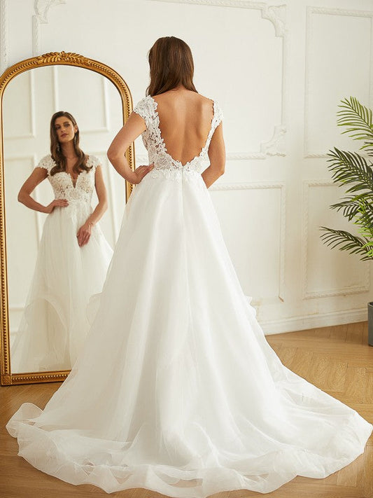 Wedding Dresses Lace Applique Sweep Train Sweetheart Neckline Bridal Gowns Corset Back Vestidos De Novia